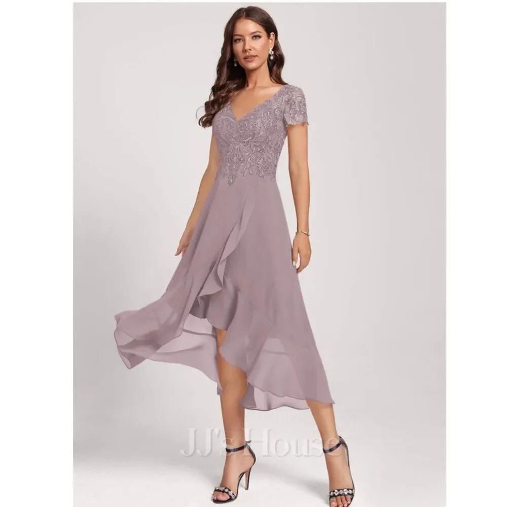 JJ'S House Tallulah A-line Midi Dress in Dusk, Lace Bodice,Chiffon Skirt,NWT, 10